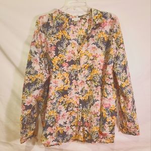 Floral Blouse Lightweight J. Jill Sheer XL